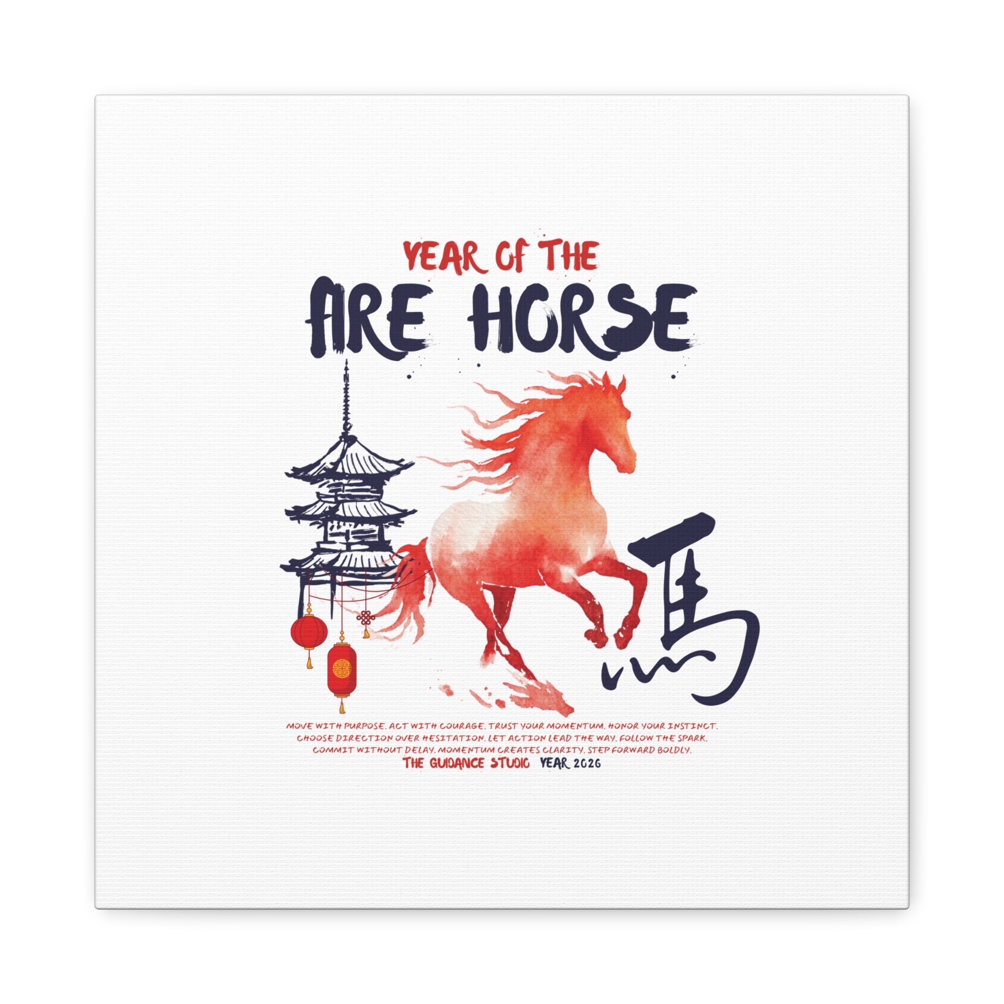 Year of the Horse Canvas Wall Art - Chinese New Year Asian Print