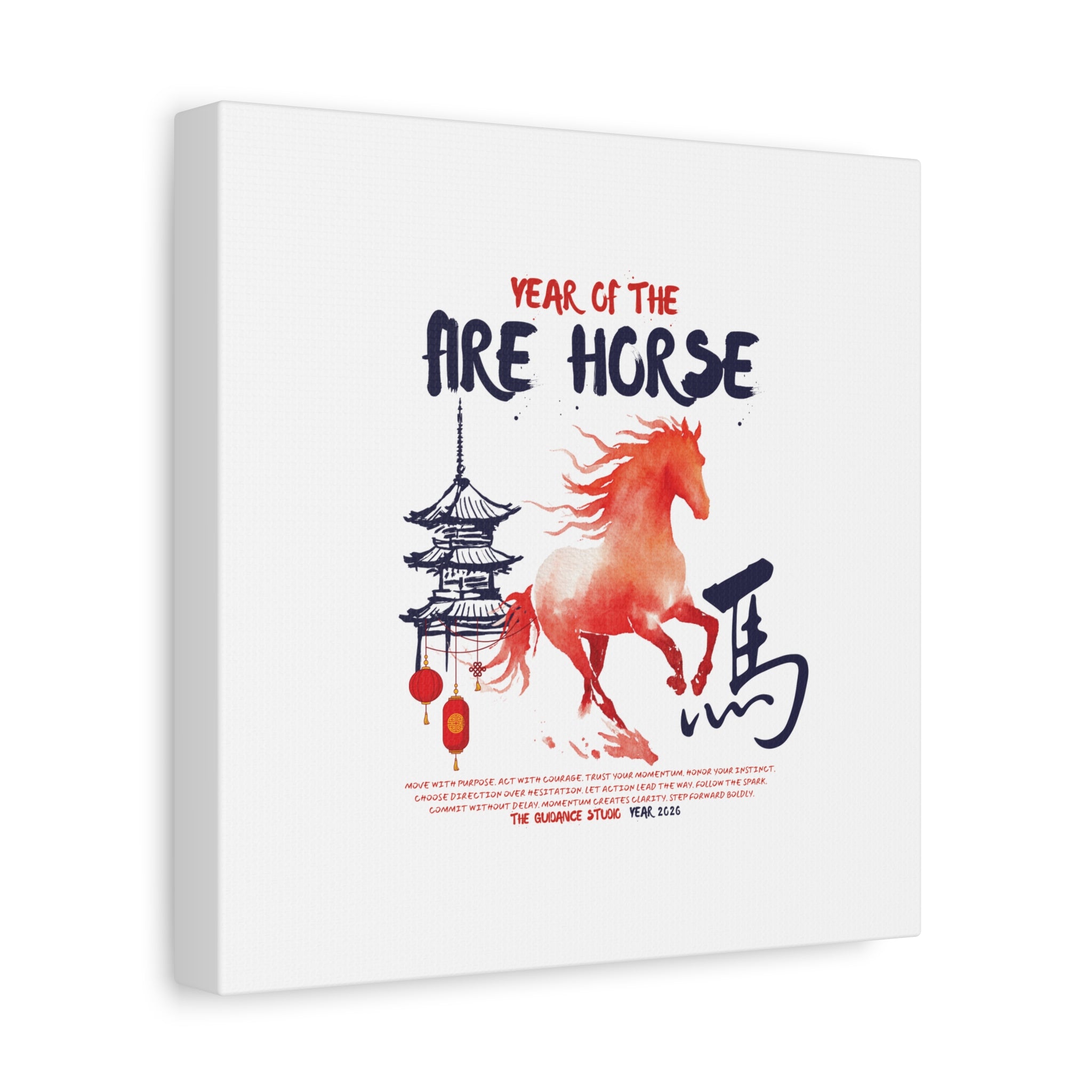 Year of the Horse Canvas Wall Art - Chinese New Year Asian Print